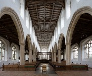 The airy nave and aisles of Holy Trinity Blythburgh.. with a view of the notable roof angels